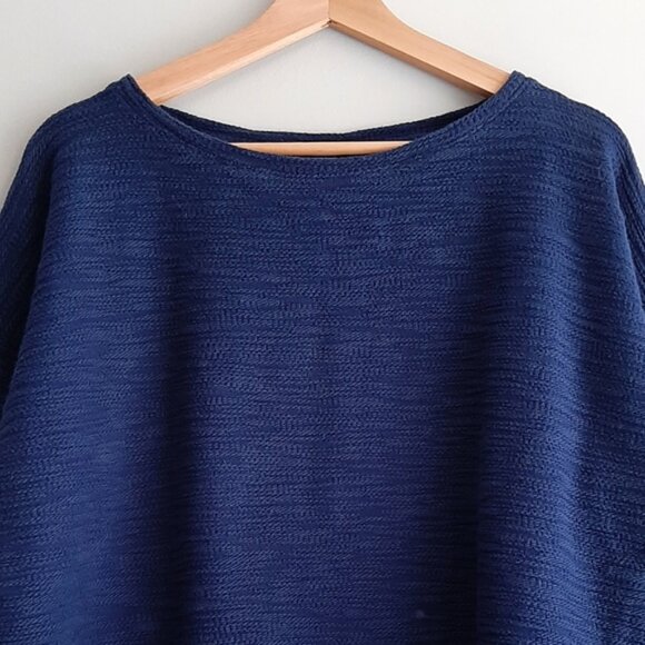 LOLE Mabley Boxy Sweatshirt Split Back Crewneck Textured Top Navy Blue Sz M - Picture 4 of 13